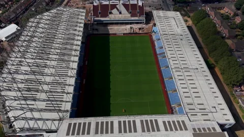 Aston Villa stadium demolition reverse reveal of cleared stand before the Stock Footage 343924930