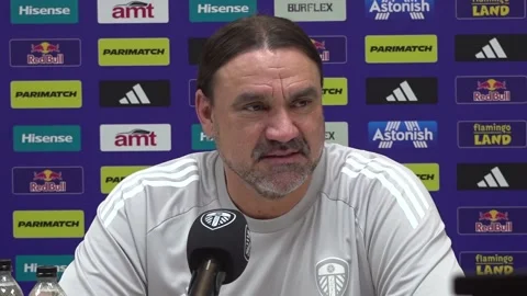 Aston Villa v Leeds: Daniel Farke press conference Video stock 329239883