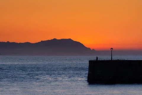 Astondo dock at the evening in Gorliz Stock Photos