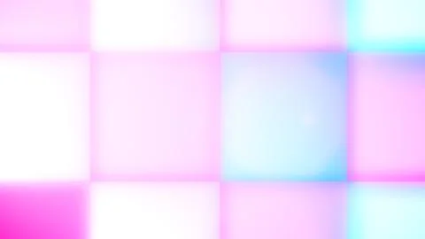 An astonishing 3d rendering of white, light blue and pale pink square led squ Illustrazione stock