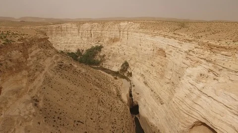 Astonishing aerial view of Ein Avdat Canyon. Negev. Israel. DJI-0207-02 Stock Footage 123650053