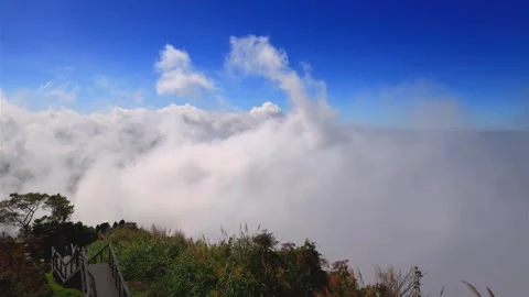 The astonishing cloudscape in front of your eyes. The surging sea of clouds . Stock Footage 277964394