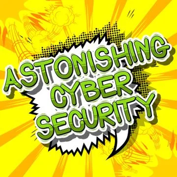 Astonishing Cyber Security - Comic book style word on abstract background. Stock Illustration