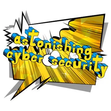 Astonishing Cyber Security - Comic book style word on abstract background. Stock Illustration