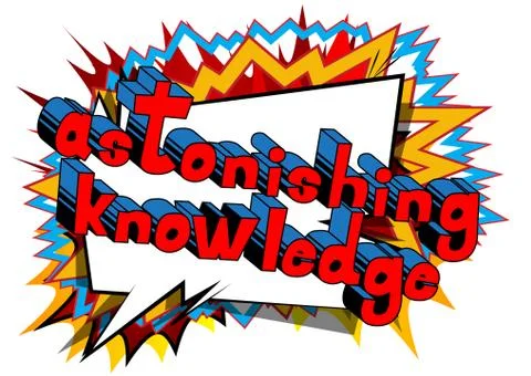 Astonishing Knowledge - Comic book style word on abstract background. Stock Illustration