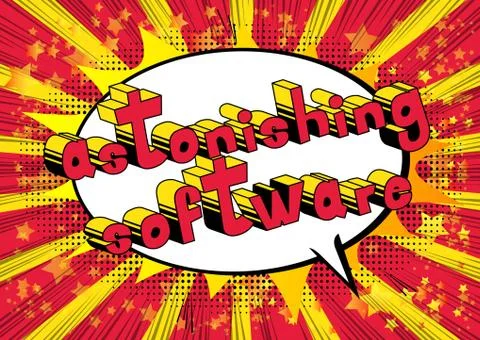 Astonishing Software - Comic book style word on abstract background. Stockillustratie
