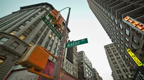 Astor Place intersection sign Broadway Lower Manhattan, New York City NYC 스톡 동영상 40391465