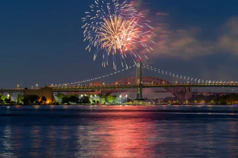 Astoria Fireworks Stock Footage 135700732