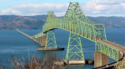 Astoria Oregon Traffic Bridge Time Lapse Video stock 34694475