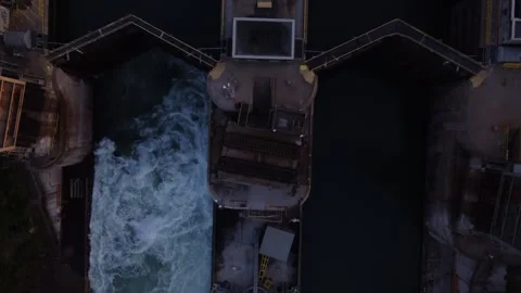 Astounding view of major canal and lock system Stock Footage 255096758