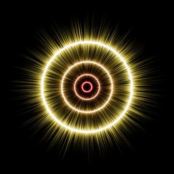 Astract circular ray of light bursting on black background Stock Illustration