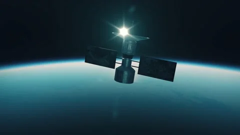 Astray satellite: Old satellite spinning &amp;rotating and falling down to Earth Stock Footage 159098914