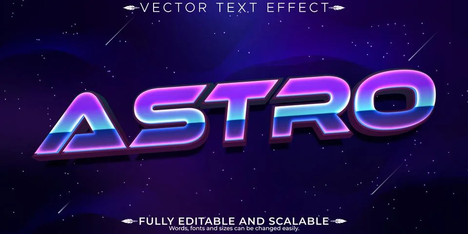Astro editable text effect, editable space and astronomy text style Illustrazione stock