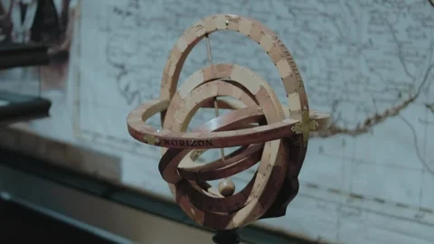 An astrolabe as an intricate celestial navigation instrument used historically Stock Footage 252681615