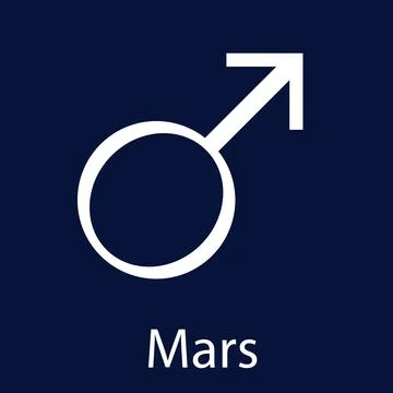 Astrological black flat symbol Mars. Vector illustration. Stock Illustration