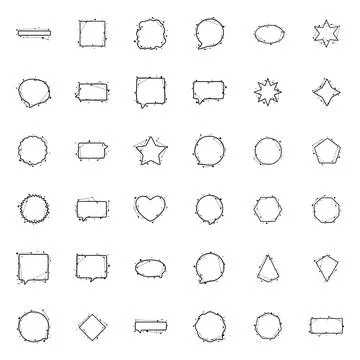 Astrological geometric frames made from lines and dots in hand drawn style. A Stock Illustration