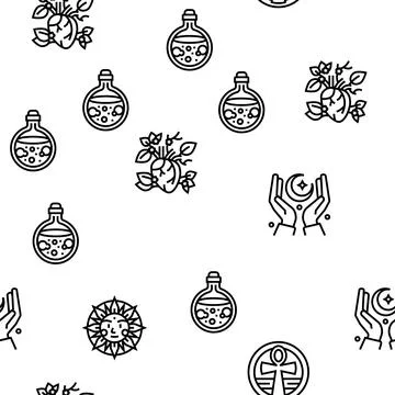 Astrological Objects Vector Seamless Pattern Stock Illustration