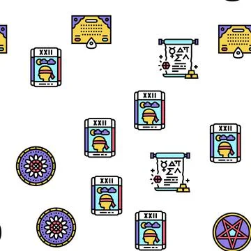 Astrological Objects Vector Seamless Pattern Stock Illustration
