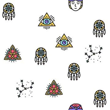 Astrological Objects Vector Seamless Pattern イラスト素材