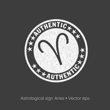 Astrological sign Aries, vector eps. Rubber stamp style Stock Illustration