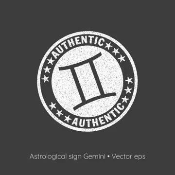 Astrological sign Gemini, vector eps. Rubber stamp style Stock Illustration