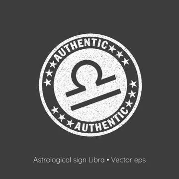 Astrological sign Libra, vector eps. Rubber stamp style Stock Illustration