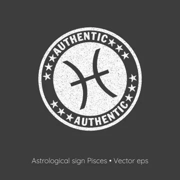 Astrological sign Pisces, vector eps. Rubber stamp style Stock Illustration