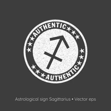 Astrological sign Sagittarius, vector eps. Rubber stamp style Stock Illustration