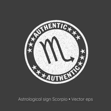 Astrological sign Scorpio, vector eps. Rubber stamp style Stock Illustration