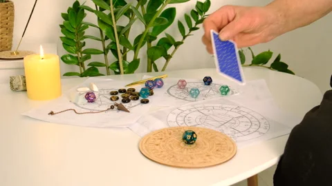 Astrology and fortune telling old fortune teller. Selective focus. Stock Footage 305559656