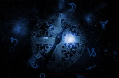 Astrology clock Stock Photos