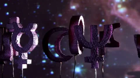 Astrology planets, purple space Vídeo Stock 8949088