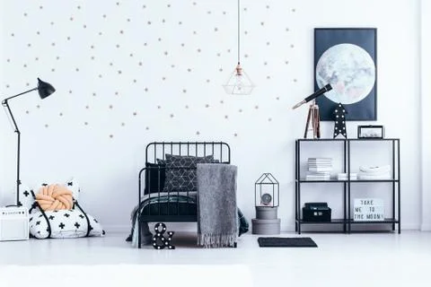 Astrology themed bedroom for kid Stock Photos