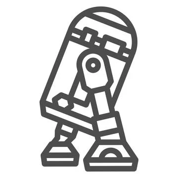 Astromech robot R2 D2 line icon, star wars concept, artoo droid vector sign on Stock Illustration
