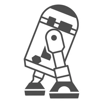 Astromech robot R2 D2 solid icon, star wars concept, artoo droid vector sign on Stock Illustration