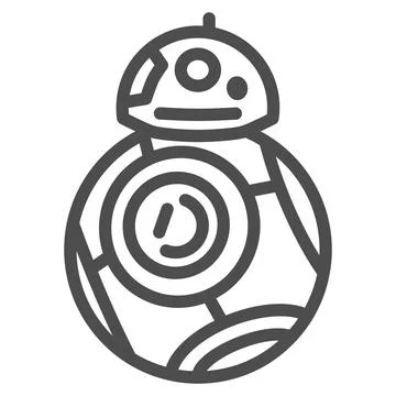 Astromechanical robot BB 8 line icon, star wars concept, astromech droid vector Stock Illustration