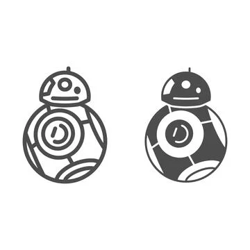 Astromechanical robot BB 8 line and solid icon, star wars concept, astromech Stock Illustration