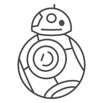 Astromechanical robot BB 8 thin line icon, star wars concept, astromech droid Stock Illustration
