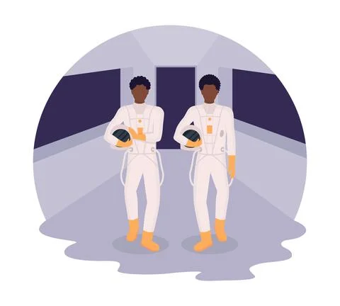 Astronaunts entering spaceship 2D vector isolated illustration Stockillustratie