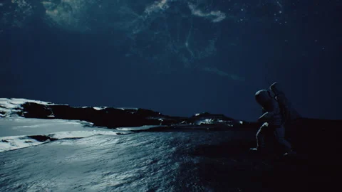 An Astronaut On Alien Planet walking carefully Stock-Footage 240316754