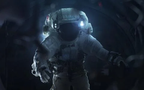 Astronaut and alien. Contact. Elements of this image furnished by NASA 库存插图