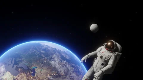 Astronaut and Earth Space Background Stock-Footage 279058575