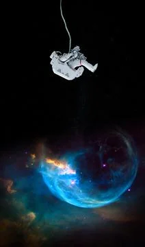 Astronaut and space background. Elements of this image furnished by NASA. Stock Photos