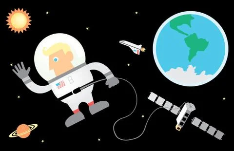 Astronaut and Space Иллюстрация