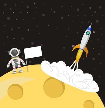 Astronaut and Space ship vector Illustrazione stock