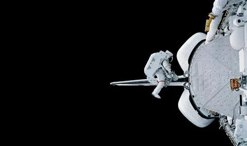 Astronaut and spaceship. Elements of this image furnished by NASA. Stock Photos