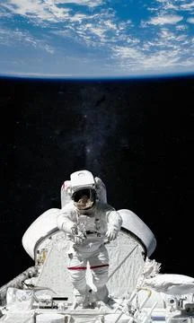 Astronaut and spaceship. Elements of this image furnished by NASA. Stock Photos