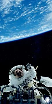 Astronaut and spaceship. Elements of this image furnished by NASA. Stock Photos