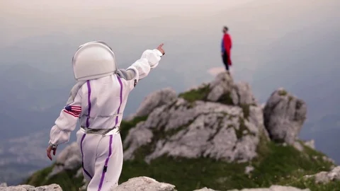 Astronaut and Superhero Stock Footage 110703281