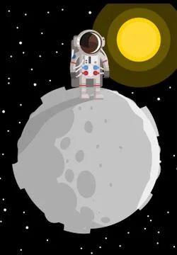 Astronaut on asteroid tiny planet moon Stock Illustration